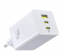 Изображение товара Сетевое зарядное устройство BASEUS EnerFill FE11,  USB-A,  2xUSB-C, 100Вт, 5A, белый