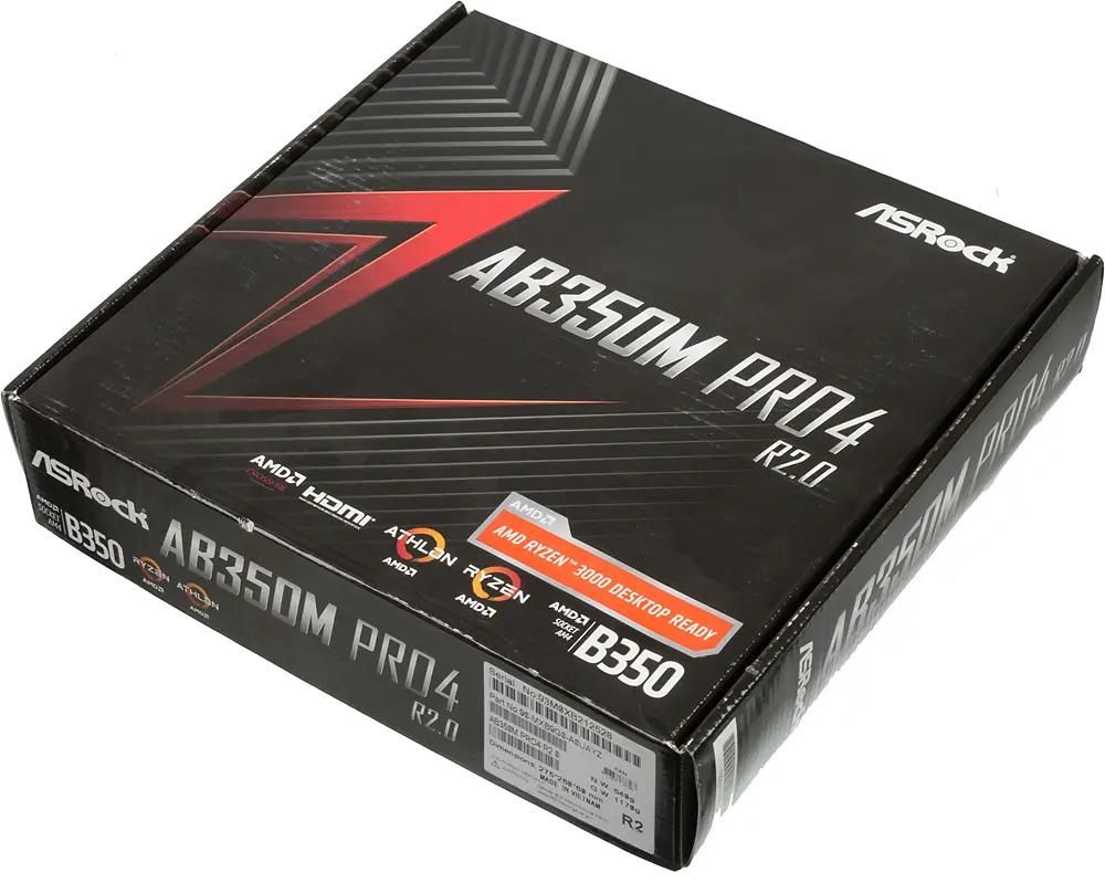 ASRock AB350M PRO4 R2.0 SocketAM4 AMD B350 mATX Ret 1135182
