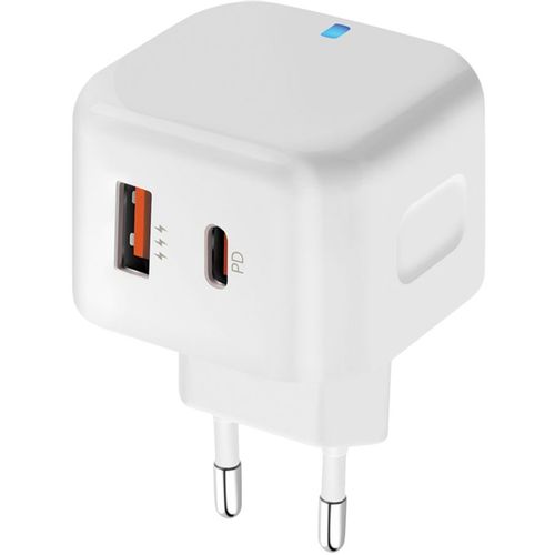 Сетевое зарядное устройство PERO TC10, USB-A, USB-C, 20Вт, 3.1A, белый [тс10whpd]