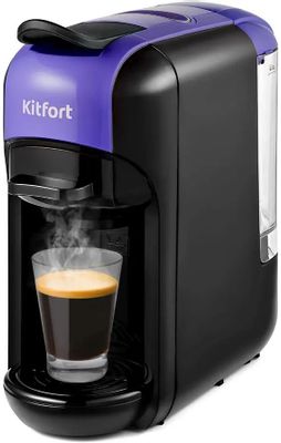 Кофеварка KitFort КТ-7105-1,  рожковая,  черный  / фиолетовый