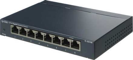 Коммутатор TP-LINK TL-SG108, неуправляемый, 8 RJ-45, 1000 Мбит/с