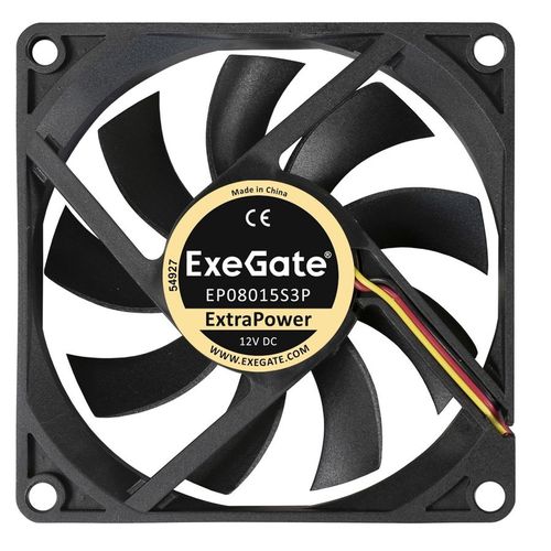 Вентилятор EXEGATE EX283374RUS 80мм, 3-pin, 2500об/мин, 25.5 дБ, черный, OEM
