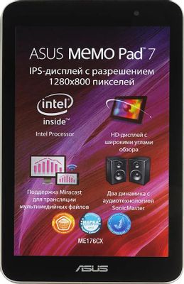 Планшет ASUS MeMO Pad ME176CX 7",  1GB, 8GB, Wi-Fi,  Android 4.4 черный [90nk0131-m03720]