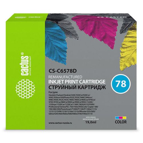 Картридж Cactus CS-C6578D, №78, голубой / пурпурный / желтый / CS-C6578D