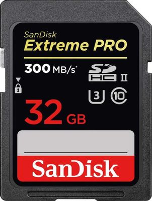 Карта памяти SDHC UHS-II U3 Sandisk Extreme Pro 32 ГБ, 300 МБ/с, Class 10, SDSDXPK-032G-GN4IN,  1 шт.