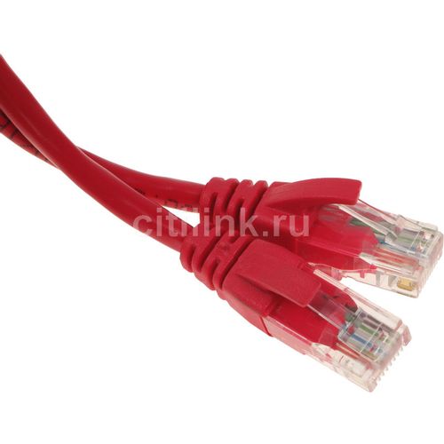 Патч-корд EXEGATE UTP-RJ45-RJ45-5e-1M-RD UTP, кат.5E, 1м, 4 пары, алюминий омедненный, многожильный, красный