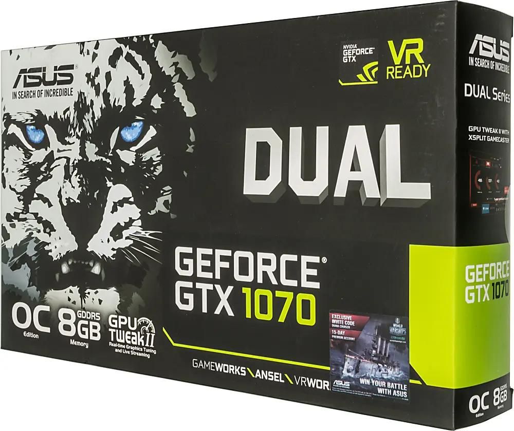 ASUS NVIDIA GeForce GTX 1070 DUAL GTX1070 O8G 8 GDDR5 OC Ret 391420