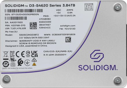 3.8ТБ SSD накопитель Intel D3-S4620 SSDSC2KG038TZ1Z 2.5", SATA III, SATA
