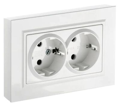 Розетка силовая IEK Brite РСш12-3-БрБ, двойная, 2 розетки, скр