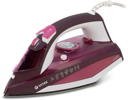 Утюг Vitek VT-1215, с паровым ударом, 2400Вт, с автоотключением, розовый