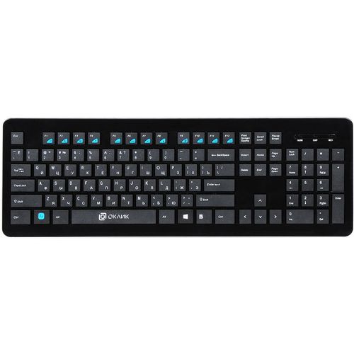 Клавиатура Oklick 870S, беспроводная, USB, Радиоканал, мембранная, черный [368218]