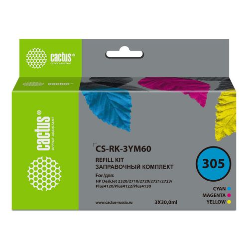 Заправочный набор Cactus CS-RK-3YM60 №305, для HP, 30мл, многоцветный