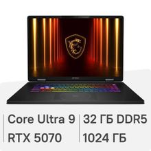 Изображение товара Ноутбук игровой MSI Crosshair 18 HX AI A2XWGKG-012US 18", 2025, IPS, Intel Core Ultra 9 275HX 2.7ГГц, 24-ядерный, 32ГБ DDR5, 1ТБ SSD,  NVIDIA GeForce  RTX 5070 для ноутбуков - 8 ГБ, Windows 11 Home, черный [9s7-184111-045]
