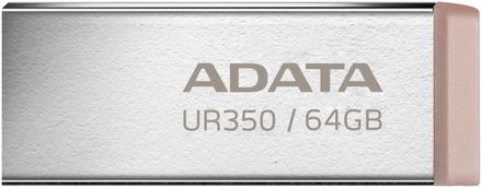 Флешка USB A-Data UR350 64ГБ, USB3.2, серебристый и коричневый [ur350-64g-rsr/bg]