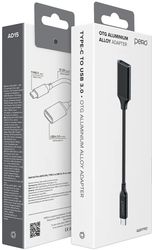 Адаптер OTG PERO AD15, USB Type-C (m) - USB (f), 0.1м, черный