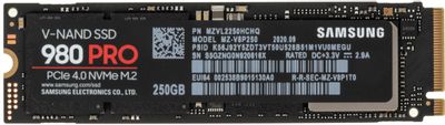 SSD накопитель Samsung 980 PRO MZ-V8P250BW 250ГБ, M.2 2280, PCIe 4.0 x4,  NVMe,  M.2