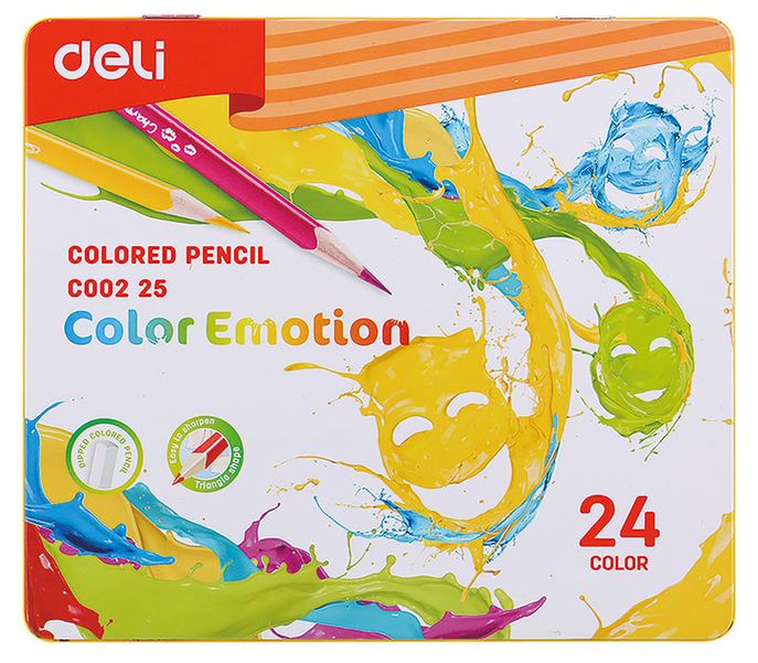 Карандаши Deli Color Emotion EC00225 EC00225,  трехгранный,  липа,  24 цв.,  коробка металлическая,  24