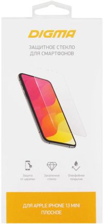 Защитное стекло для экрана Digma DGG1AP13MA для Apple iPhone 13 mini прозрачная, 1 шт