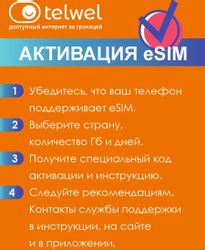eSim-карта TELWEL Travel пакет Турция 5Гб 30 дней