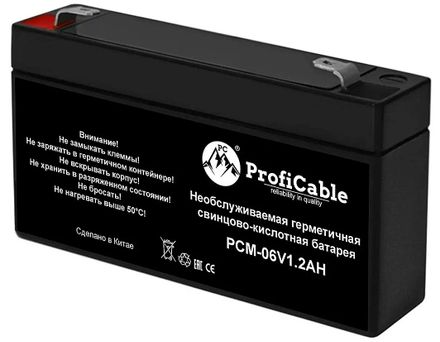 Аккумуляторная батарея PROFICABLE PCM-06V1.2AH для ИБП, 6В, 1.2Ач