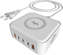 Изображение товара Сетевое зарядное устройство AGNI TP-CA02 100Вт 2xUSB-A 3xUSB-C Qi PD3.0+PPS