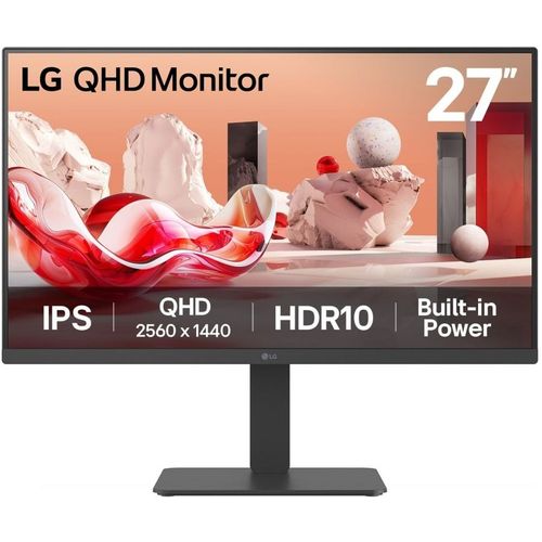 27″ Монитор LG 27BA45QB-B, 2560×1440, IPS, 75Гц, 2хHDMI, 1хDP, черный [27ba45qb-b.aruz]