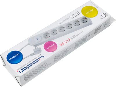 Сетевой фильтр Ippon BK212, 1.8м, белый – купить в Ситилинк | 75107