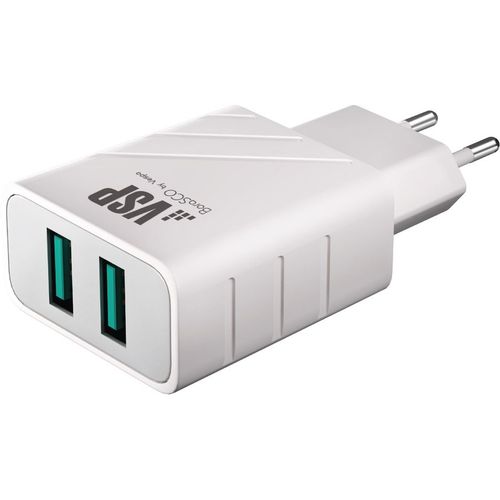 Сетевое зарядное устройство BORASCO 37261, 2xUSB-A, 2.4A, белый
