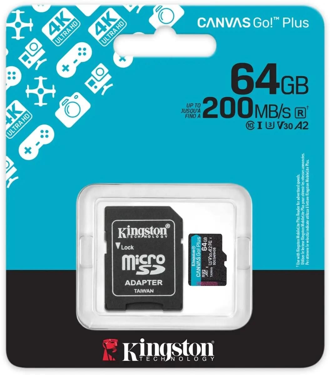 その他  Go 64GB Характеристики Карта памяти microSDXC UHS-I U3 Kingston Canvas Go
