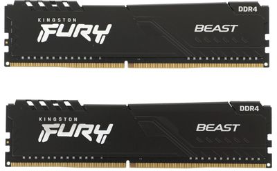 Оперативная память Kingston Fury Beast Black KF432C16BBK2/16 DDR4 -  2x 8ГБ 3200МГц, DIMM,  Ret