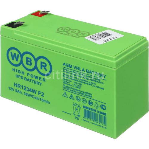 Аккумуляторная батарея WBR HR1234W F2 для ИБП, 12В, 9Ач [hr1234w f2 wbr]
