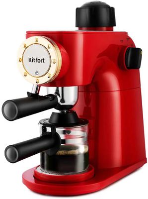 Кофеварка KitFort КТ-756,  рожковая,  красный  / черный