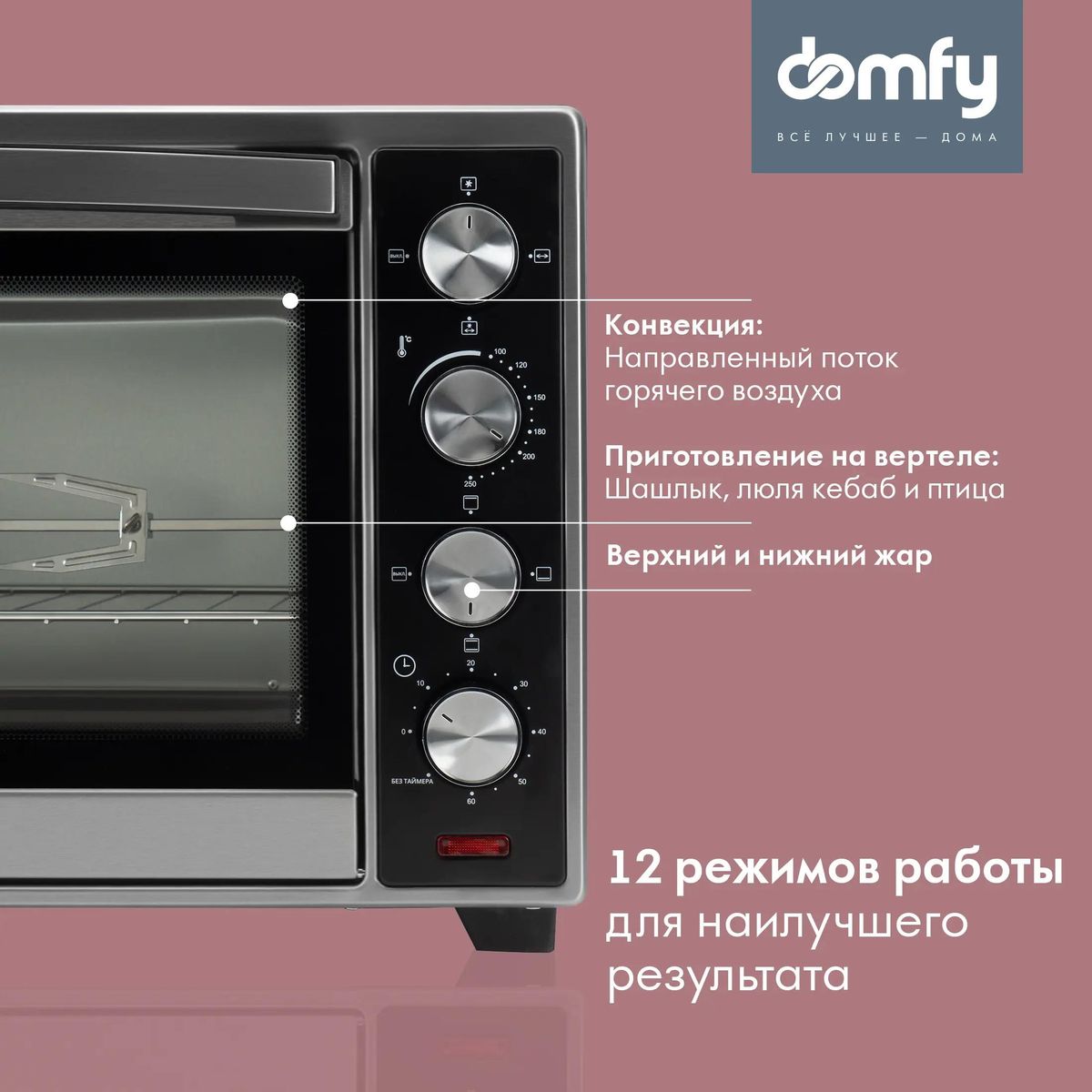 Мини-печь DOMFY DSB-EO103, черный – купить в Ситилинк | 1849081