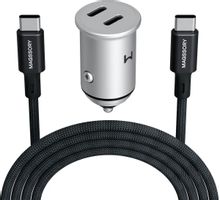 Изображение товара Автомобильное зарядное устройство MAGSSORY cch002,  USB-C, USB-C, 45Вт, 3A, темно-серый