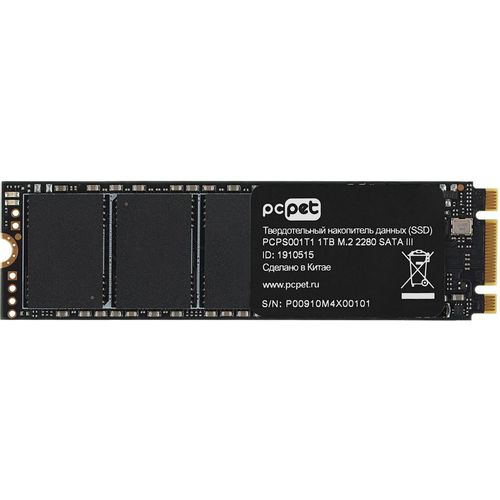 SSD накопитель PC PET PCPS001T1 1ТБ, M.2 2280, SATA III, M.2, oem