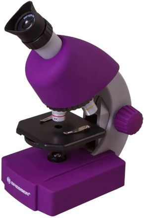 Микроскоп BRESSER Junior световой/оптический/биологический, 40-640x, на 3 объектива, фиолетовый [70121]
