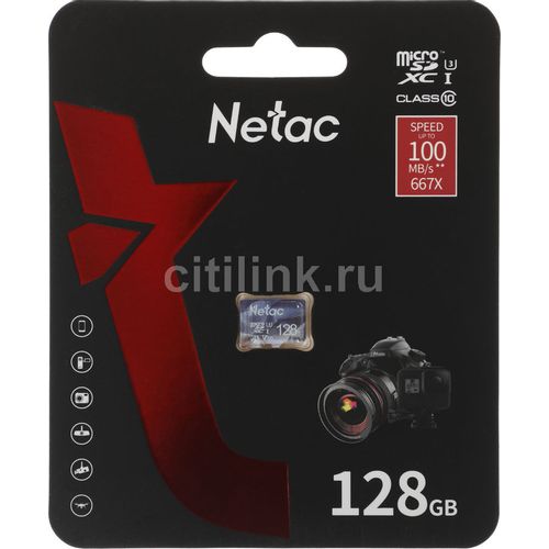 Карта памяти microSDXC NETAC 128 ГБ, Class 10, P500 Ultra, 1 шт., без адаптера [nt02p500ult-128g-s]