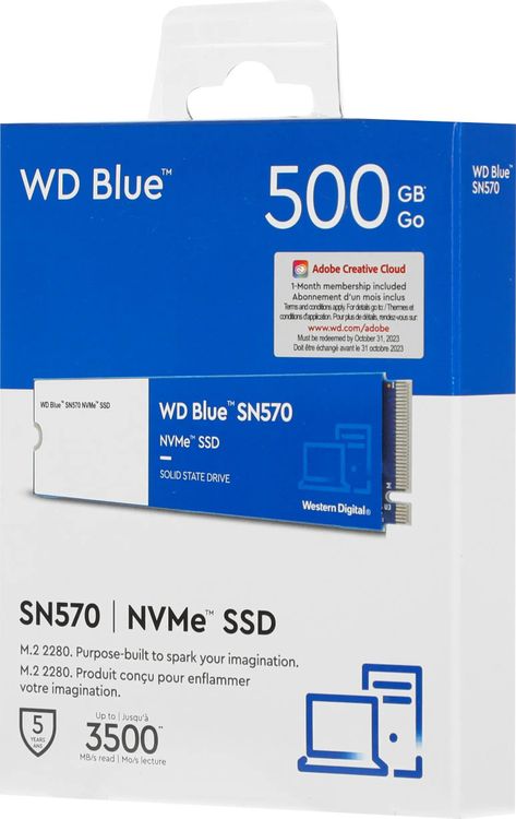 SSD накопитель WD Blue SN570 WDS500G3B0C 500ГБ, M.2 2280, PCIe 3.0