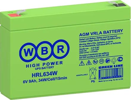 Аккумуляторная батарея WBR HRL634W для ИБП,  6В,  9Ач [hrl634w wbr]