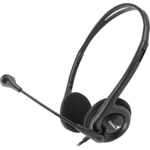 Гарнитура Genius HS-200C, для компьютера, накладные, проводные, черный [31710151104]