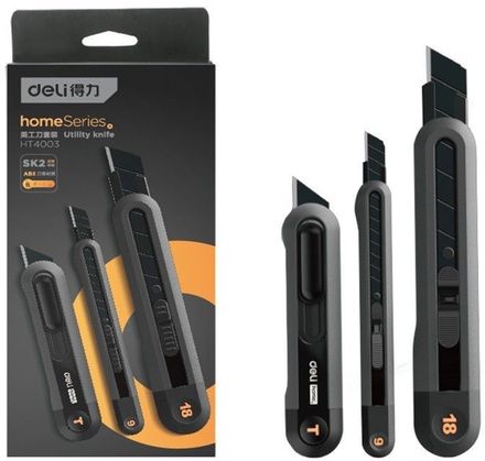 Набор ножей Deli HT4003, 18мм, 3шт, черный
