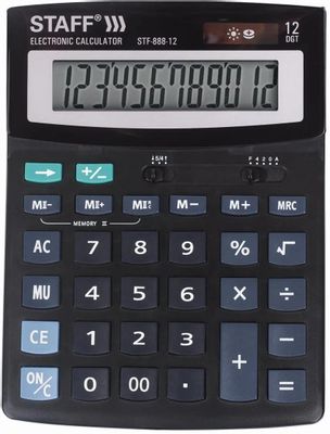 Калькулятор STAFF STF-888,  12-разрядный, черный