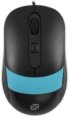 Мышь Oklick 310M, оптическая, проводная, USB, черный и синий [1869099]