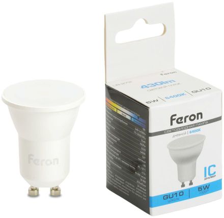 Упаковка ламп LED FERON GU10,  софит, 5Вт, LB-272, 20 шт. [51223-20]
