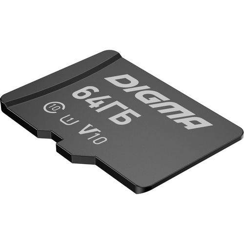 Карта памяти microSDXC UHS-I U1 Digma 64 ГБ, 70 МБ/с, Class 10, CARD10, 1 шт., переходник SD [dgfca064a01]