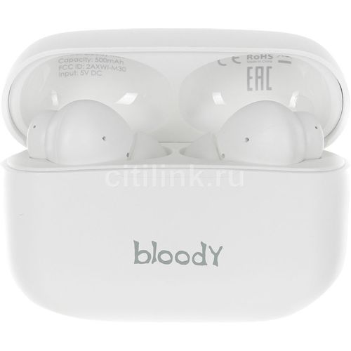 Наушники A4TECH Bloody M30, Bluetooth, внутриканальные, белый [m30 (white)]