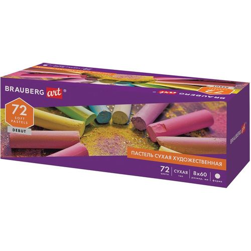 Пастель сухая BRAUBERG 181463 181463, круглые, 72 цвета