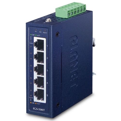 Коммутатор PLANET IGS-500T, неуправляемый, 5 RJ-45, 10/100/1000 Мбит/с