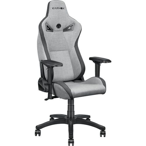 Кресло игровое KARNOX Legend Tr Fabric, ткань, до 135кг, топ-ган, регулируемые 4D подлокотники, светло-серый/черный