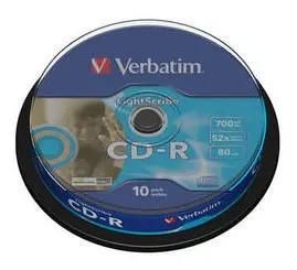 Оптический диск CD-R Verbatim 700МБ 52x, 10шт., cake box [43441]